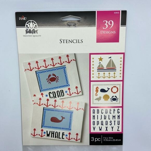Plaid Folk Art Stencils, 39 Designs, Set of 2 - Picture 1 of 5